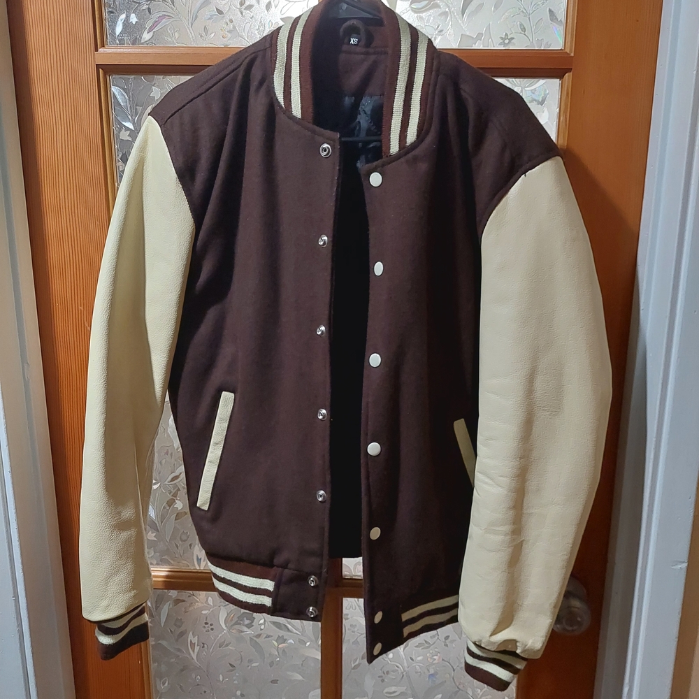 Classic Brown and Cream Varsity Jacket
